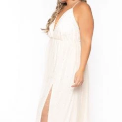 SYMPHONY New Arrivals Plus Size Ariana Maxi Pearl Dress - Ivory