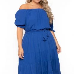 BY DESIGN Plus Size Daniela Off Shoulder Dress - Blue New Arrivals