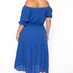 BY DESIGN Plus Size Daniela Off Shoulder Dress - Blue New Arrivals