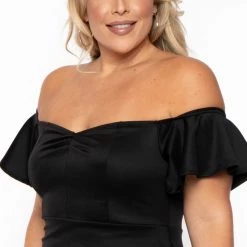 Curvy Sense Plus Size Amika Ruffle Hem Dress- Black