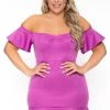 Curvy Sense New Arrivals Plus Size Amika Ruffle Hem Dress- Purple