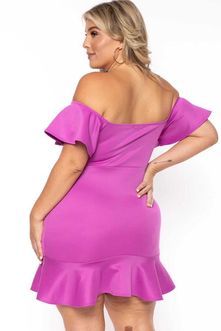 Curvy Sense New Arrivals Plus Size Amika Ruffle Hem Dress- Purple 8 Curvy Sense New Arrivals Plus Size Amika Ruffle Hem Dress- Purple