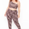 Ajin Fashion Plus Size Abstract Print Crop Top And Leggings Set - Burgundy Matching Sets