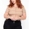 Curvy Sense Tops Plus Size Adria Ruched Top - Mocha
