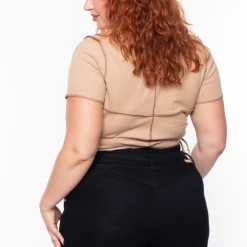 Curvy Sense Tops Plus Size Adria Ruched Top - Mocha