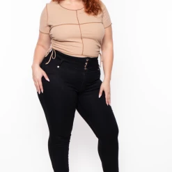Curvy Sense Tops Plus Size Adria Ruched Top - Mocha