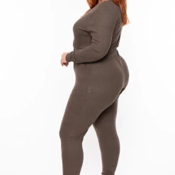 Curvy Sense Most Loved Plus Size Alexa Ribbed Jumpsuit - Olive 10 Curvy Sense Most Loved Plus Size Alexa Ribbed Jumpsuit - Olive