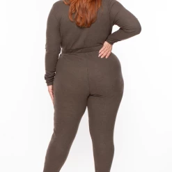 Curvy Sense Most Loved Plus Size Alexa Ribbed Jumpsuit - Olive 9 Curvy Sense Most Loved Plus Size Alexa Ribbed Jumpsuit - Olive