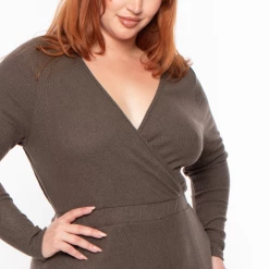 Curvy Sense Most Loved Plus Size Alexa Ribbed Jumpsuit - Olive 11 Curvy Sense Most Loved Plus Size Alexa Ribbed Jumpsuit - Olive