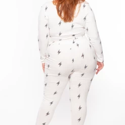 Curvy Sense Sets Plus Size Lightning Lounge Set - White