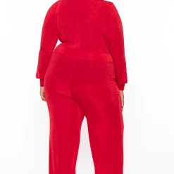 Curvy Sense Plus Size Allie Cowl Neck Jumpsuit - Red
