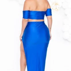 Curvy Sense Plus Size Aella Cropped Matching Set - Blue Matching Sets 12 Curvy Sense Plus Size Aella Cropped Matching Set - Blue Matching Sets