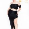 Curvy Sense Plus Size Aella Cropped Matching Set - Black 2 Curvy Sense Plus Size Aella Cropped Matching Set - Black