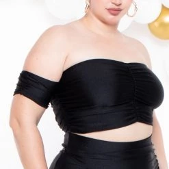 Curvy Sense Plus Size Aella Cropped Matching Set - Black