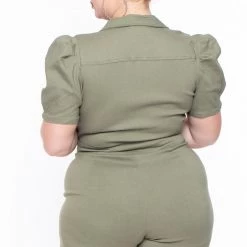 Haute Monde Plus Size Ainsley Romper - Olive