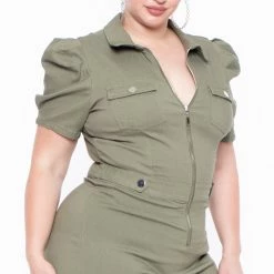 Haute Monde Plus Size Ainsley Romper - Olive