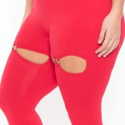 Curvy Sense Plus Size Alessa Cut Out Jumpsuit- Red