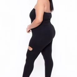 Curvy Sense Plus Size Alessa Cut Out Jumpsuit- Black
