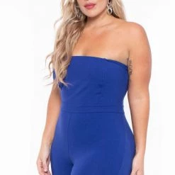 Curvy Sense Party Shop Plus Size Alessa Cut Out Jumpsuit- Royal Blue