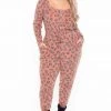 Curvy Sense Plus Size Amber Animal Print Jumpsuit - Rust Party Jumpsuilts