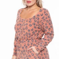 Curvy Sense Plus Size Amber Animal Print Jumpsuit - Rust Party Jumpsuilts
