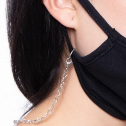 Curvy Sense Face Masks Face Mask Neck Chain & Mesh Carry Bag - Silver