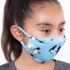 Curvy Sense Kids Washable Fun Patterns Face Mask ( Ages 4 - 11 ) - Penguin Blue