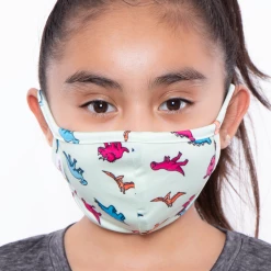 Curvy Sense Face Masks Kids Washable Fun Patterns Face Mask ( Ages 4 - 11 ) - Dino Seafoam