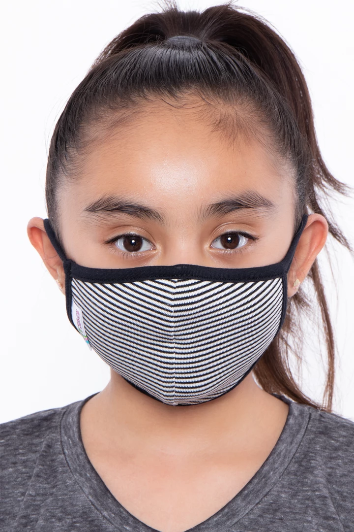Curvy Sense Kids Washable Face Mask For Ages 4-11 - Black Stripe Face Masks 4 Curvy Sense Kids Washable Face Mask For Ages 4-11 - Black Stripe Face Masks