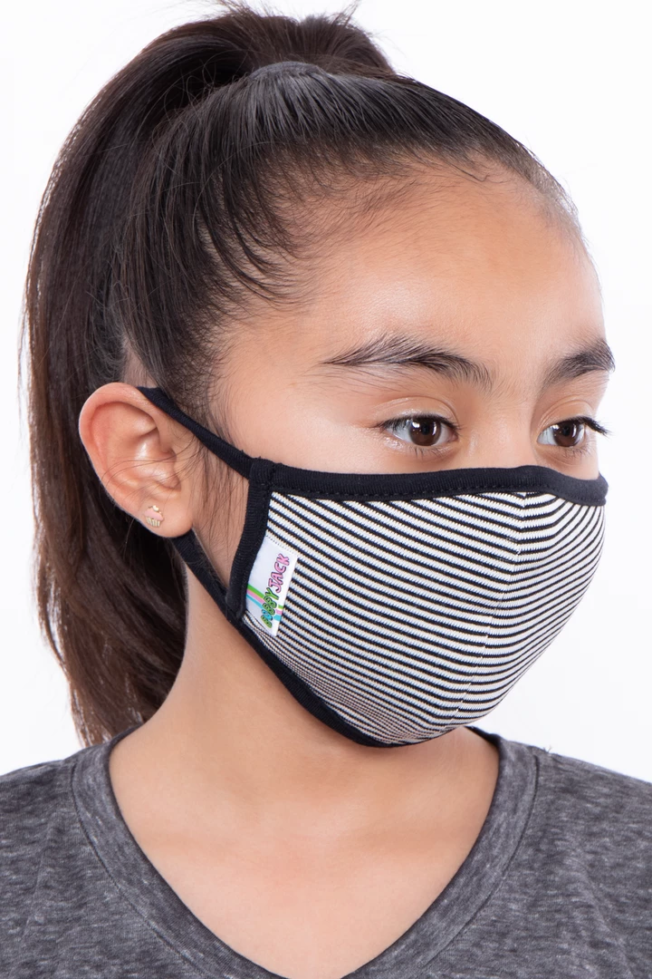 Curvy Sense Kids Washable Face Mask For Ages 4-11 - Black Stripe Face Masks 3 Curvy Sense Kids Washable Face Mask For Ages 4-11 - Black Stripe Face Masks
