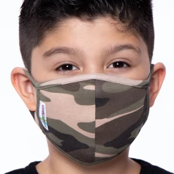 Curvy Sense Kids Washable Fun Patterns Face Mask ( Ages 4 - 11 ) - Camo