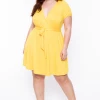 Curvy Sense Dresses Plus Size Lucy Flare Dress - Yellow