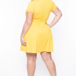 Curvy Sense Dresses Plus Size Lucy Flare Dress - Yellow