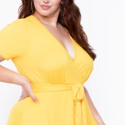 Curvy Sense Dresses Plus Size Lucy Flare Dress - Yellow