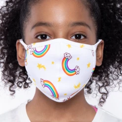 Curvy Sense Face Masks Kids Washable Fun Patterns Face Mask ( Ages 4 - 11 ) - Rainbow Stars