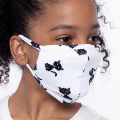 Curvy Sense Kids Washable Fun Patterns Face Mask ( Ages 4 - 11 ) - Black Cat Face Masks