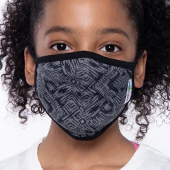 Curvy Sense Kids Washable Fun Patterns Face Mask ( Ages 4 - 11 ) - Abstract Black Face Masks