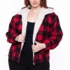26 International Inc Plus Size Liz Buffalo Plaid Zip-up Jacket - Red