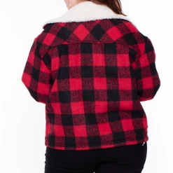 26 International Inc Plus Size Liz Buffalo Plaid Zip-up Jacket - Red