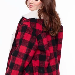 26 International Inc Plus Size Liz Buffalo Plaid Zip-up Jacket - Red