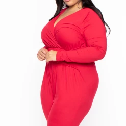 Bluebell Plus Size Alicia Draped Jumpsuit - Red Party Jumpsuilts