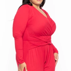 Bluebell Plus Size Alicia Draped Jumpsuit - Red Party Jumpsuilts