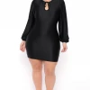 Curvy Sense Plus Size Jaqueline Keyhole Dress - Black
