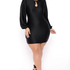 Curvy Sense Plus Size Jaqueline Keyhole Dress - Black 11 Curvy Sense Plus Size Jaqueline Keyhole Dress - Black
