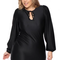 Curvy Sense Plus Size Jaqueline Keyhole Dress - Black 12 Curvy Sense Plus Size Jaqueline Keyhole Dress - Black