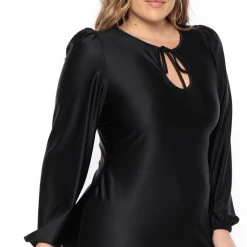 Curvy Sense Plus Size Jaqueline Keyhole Dress - Black