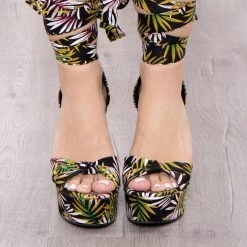 JP Originals Palma Tropical Print Wedges - Black