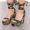 JP Originals Palma Tropical Print Wedges - Black