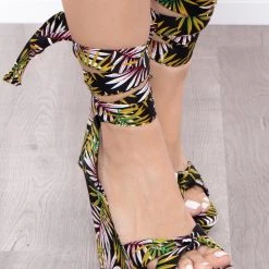 JP Originals Palma Tropical Print Wedges - Black