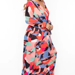 Ricarica Plus Size Abstract Chiffon Maxi Dress - Red Dresses 10 Ricarica Plus Size Abstract Chiffon Maxi Dress - Red Dresses